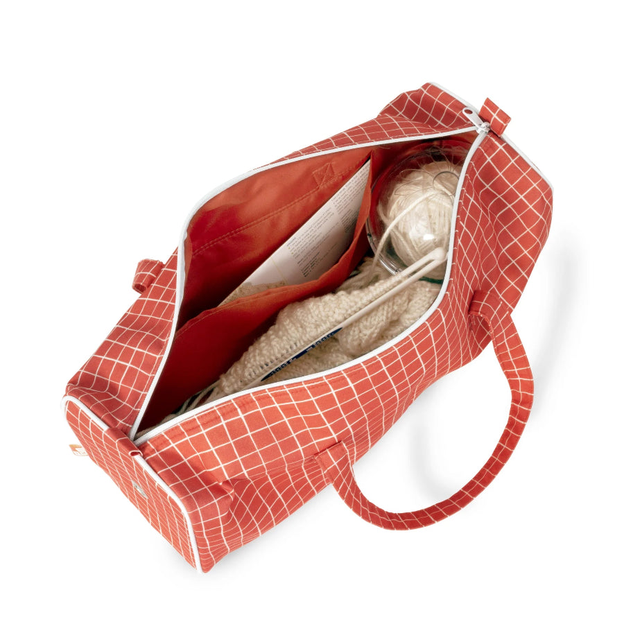 Red and white gingham project bag
