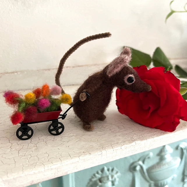 Flower Cart Mouse Needle Felt Kit Kit The Makers